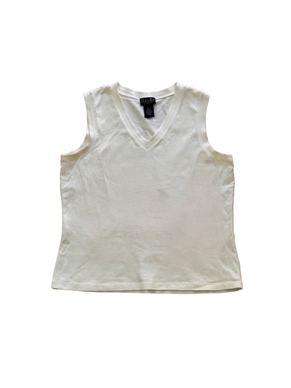 Rafaella Sleeveless V-Neck Tank Top in Cream (Petite Medium)